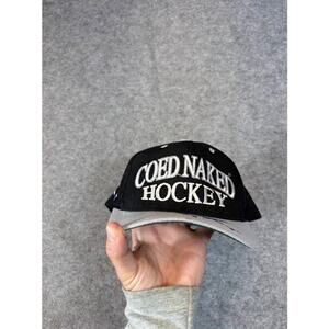 Vintage 90s Coed Naked Hockey On The Ice Its Twice As Nice Hat Snapback Script